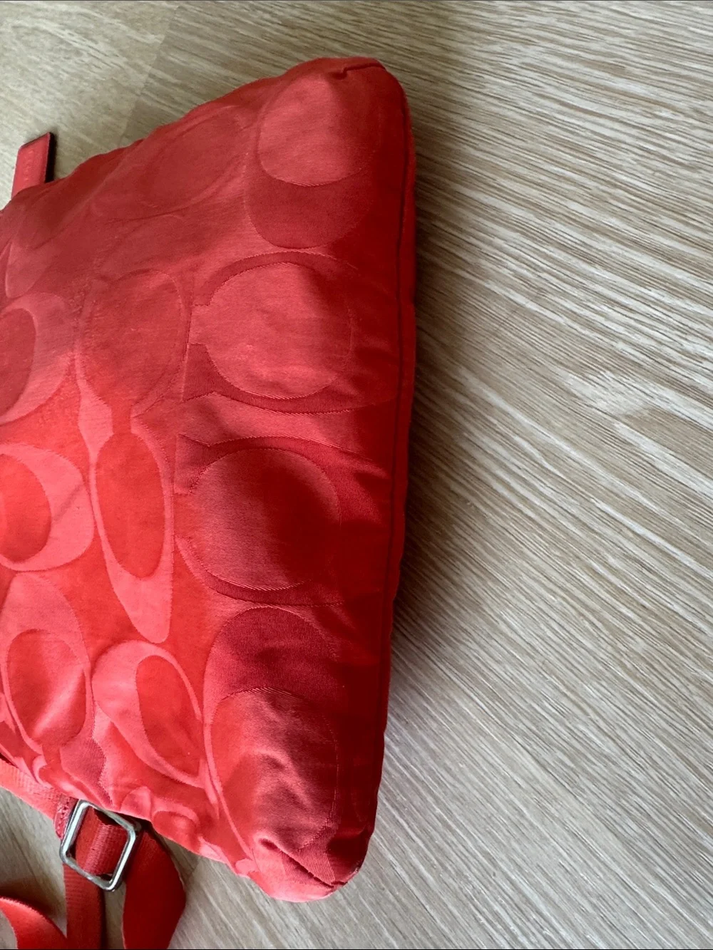 Coach Red Signature Nylon Crossbody Pouch